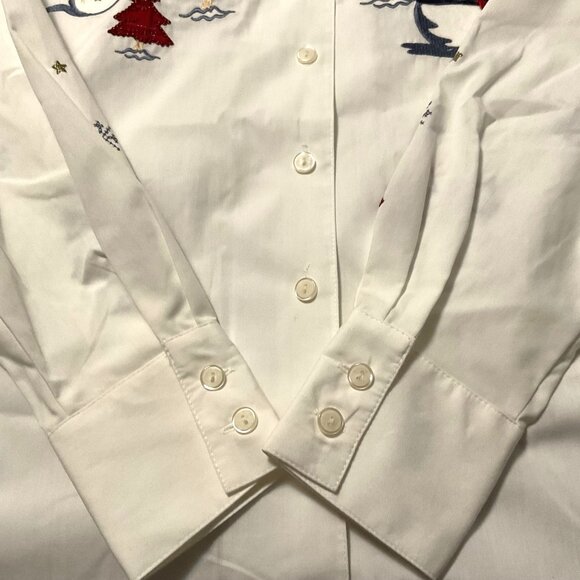 VINTAGE KAREN SCOTT EMBROIDERED CHRISTMAS BUTTON DOWN SHIRT - Picture 16 of 16
